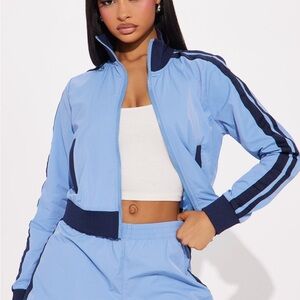 Light Blue Track Jacket and Pants Set